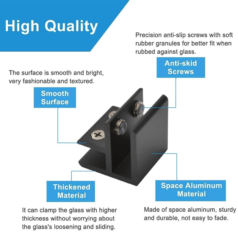 INCREWAY Glass Clamp, 4 x 90 Degree Adjustable Clips, Aluminum