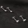 6 Pairs White Gold Plated Small Stud Earrings Set Cubic
