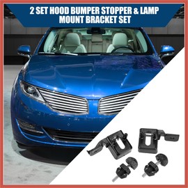 ACROPIX No.DS7316K808AA/DS7Z16758B Car Hood Bumper Stopper and Lamp Mount Bracket Set for Ford Fusion for Lincoln MKZ/Inner/Durable Plastic / 2 Set Black Car Parts