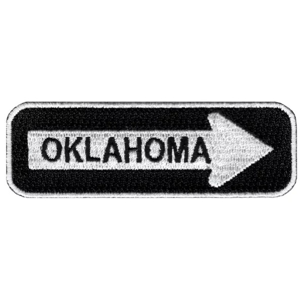 Cypress Collectibles Inc. OKLAHOMA ONE-WAY SIGN EMBROIDERED IRON-ON PATCH applique
