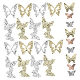Mikinona DIY Nail Charms 40pcs Butterfly Nail Decor Metal Manicure Charms for Women
