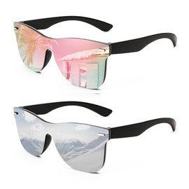 FEISEDY Womens Sunglasses Trendy Mirrored One Piece Lens Men Reflective Sun Glasses B4114