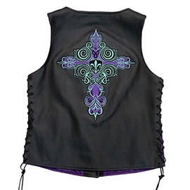 Hot Leathers Women's Standard Leather Motorcycle Vests, Vsl2001-black