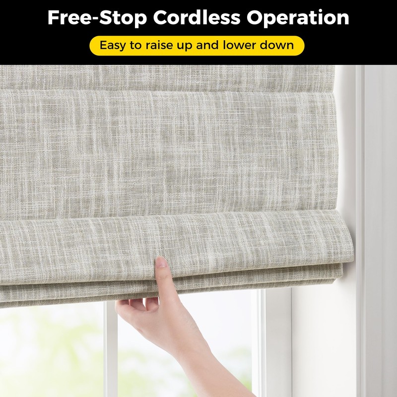 UNISHADES No Drill Cordless Roman Shades, 35×64 in, Room Darkening