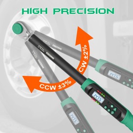 KOEORWS 1/2 Inch Drive Digital Torque Wrench, 7.38-147.5Ft.lb/10-200N.m, Long Electronic Torque Wrench with Preset Value, Buzzer & LED Indicator, 2% Accuracy for Bike, Motorcycles, Car