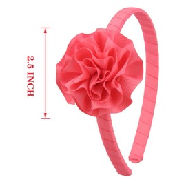 7Rainbows 1 Pcs Grosgrain Ribbon Pink Carnation Flower Headbands for Girls Toddlers Teens.