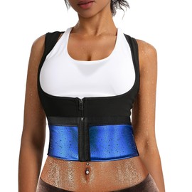 Everfion Sauna Suit for Women Shaper Vest Waist Trainer Sweat Sauna Shirt for Women Workout Tank Top with Zipper