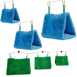 KoovDem Winter Warmth Bird Nest House Hanging Hammock Bird Cage Bed Hut Cabin for Parakeet Parrots Hamsters Canary(Green,9.4Lx5.5Wx6.7H(in))