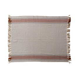Creative Co-Op Hand-Woven Reclaimed Fabric Throw with Fringe, Multicolor