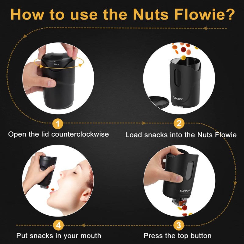 Fullware Nuts Dispenser 9 oz Keep Fingers Clean Snack Dispenser