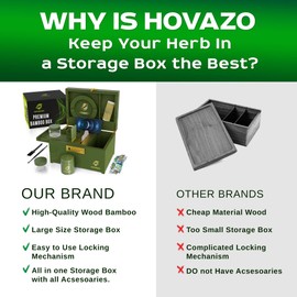 HOVANZO Upgraded Premium Large Bamboo Box - Locking Storage Decorative Box with Combination Lock - Wood Kit with lid - Wooden Locking Storage with Removable Tray and Jars