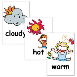 Flash Cards (Weather) - Postcard Size - English Card.com Flashcards, English word cards (Climate) - Postcard size