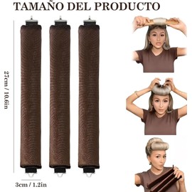 3pcs Rizadores De Pelo Sin Calor, Heatless Curls, Tubos para Peinar el Cabello para Dormir, Para Cabellos Cortos y Medios, Herramienta De Peinado Niñas Mujeres(Marrón)