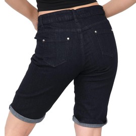 NOROZE Women's Denim Shorts Blue Capri Jeans Shorts, Black E427