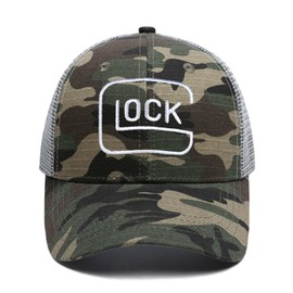 POK-UJNTION Embroidered Trucker Cap for Men & Women, Adjustable Sun Hat - Camo Green