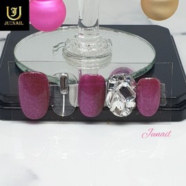 Bling Cherry Handmade Nail Tips - Long Almond / 블링체리 수제네일팁 - 롱아몬드