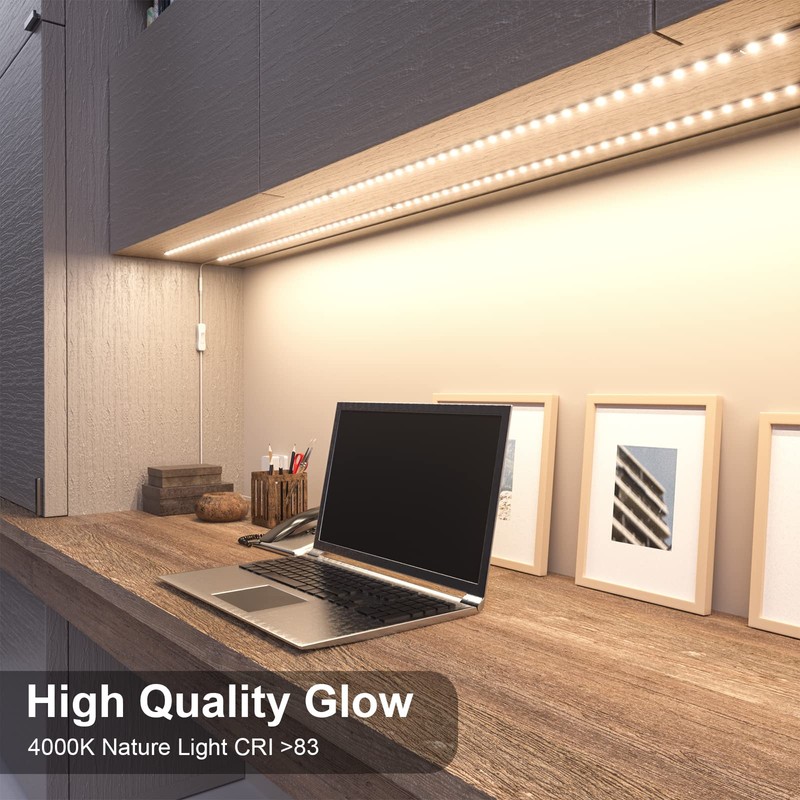 WOBANE LED Cabinet Lights,4 PCS 20inch LED Strip Lights Kit,Under