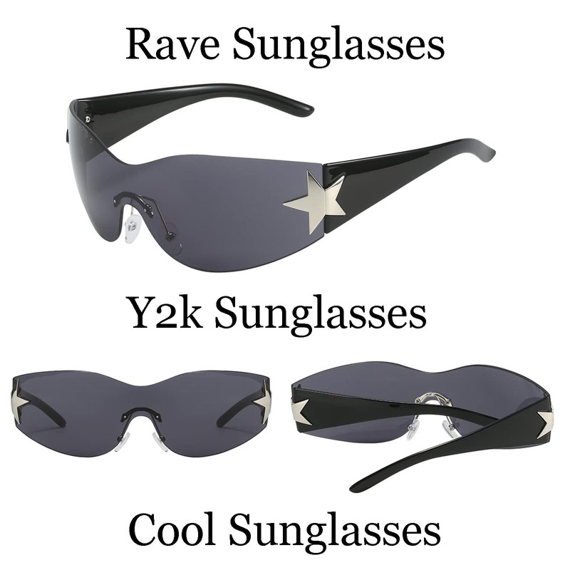 FveVqe 3 Pcs Womens Cool Rave Sunglasses, Trendy Rave Sunglasses