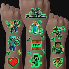 Luminous Tattoos for Children, 8 Sheets Temporary Tattoo Set, Tattoos for Sticking, Children's Birthday Party Gift Decorations, Advent Calendar Children's Gifts