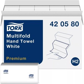 Tork 420580 Premium Multifold Paper Hand Towel 3-Panel 1-Ply 9.0" Width x 9.5