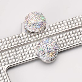 SAVORI License Plate Frame Screws Bolts Crystal Rhinestone Anti-Theft Metal Fastener Caps Cover Kit Universal Bling Car Accessories Decor 2PCS (AB Color)