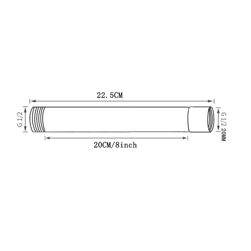 Shower Extension Tube, 8inch Round 201 Stainless Steel Bathroom Accessory