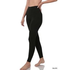 Women's Premium Cotton Full Length Leggings (Small, Black)