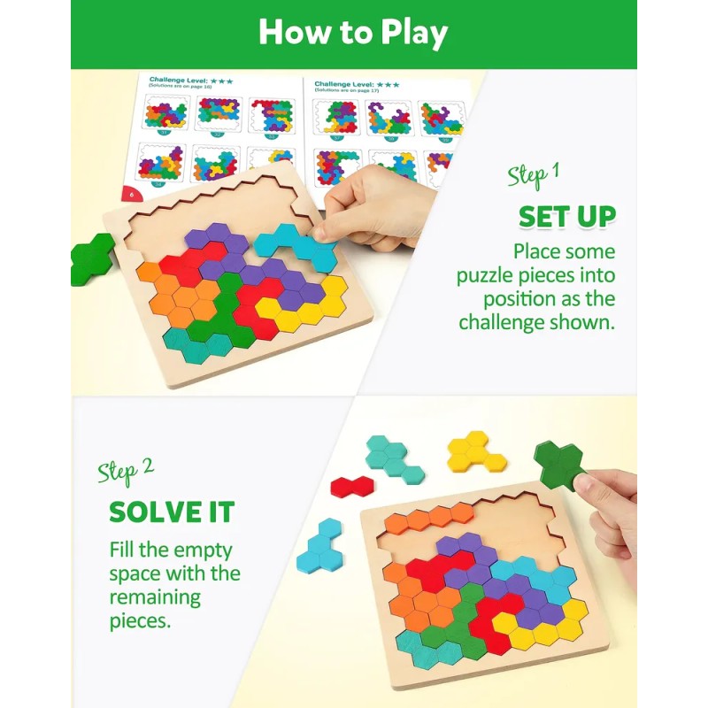 Rompecabezas Madera Tangram Forma Color Cerebro Lógica Juego