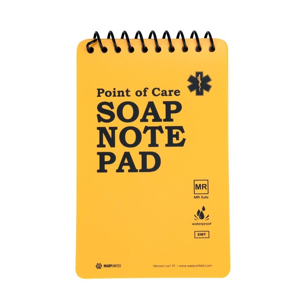 Warp United 5-Pack Full Waterproof EMT Point of Care SOAP NOTE Notepad 6" x 3-3/4" MRI Safe version na1.02