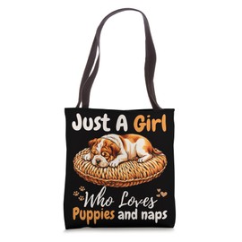 Just A Girl Who Loves Puppies & Naps For Girls For Dog Lover Tote Bag