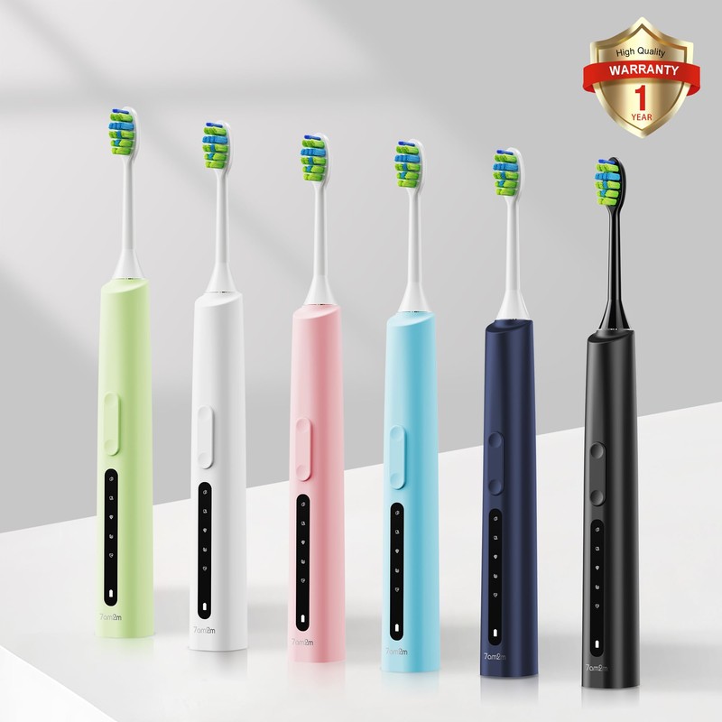 7AM2M Sonic Electric Toothbrush with 8 Brush Heads for Adults
