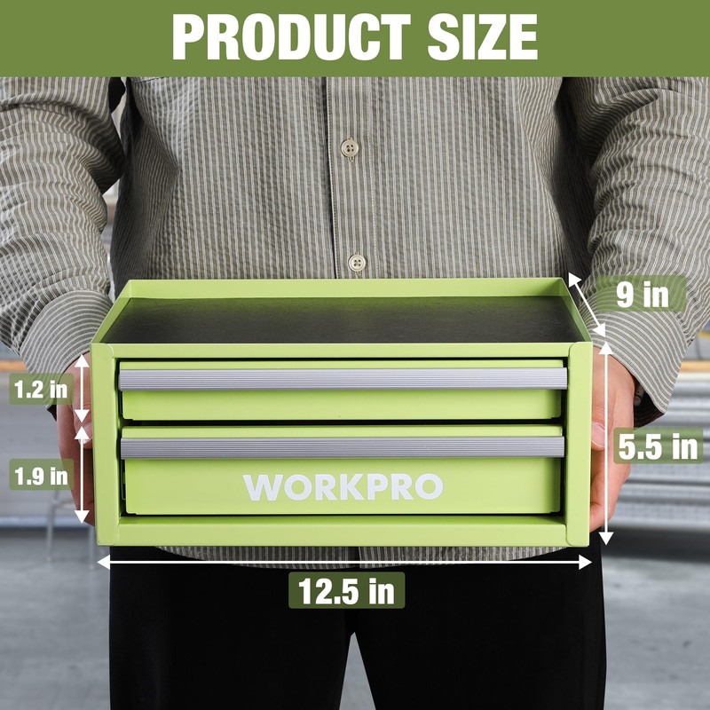 WORKPRO 12.5" Mini Tool Box with 2 Drawers & 1