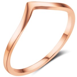 Jude Jewelers Stainless Steel Pointed Chevron Classical Simple Plain Statement Promise Ring (Rose Gold, 5.5)