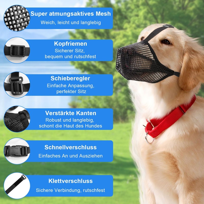 Muzzle Breathable Adjustable High Strength Polyester Fibre, 4-Way Adjustment, Muzzle