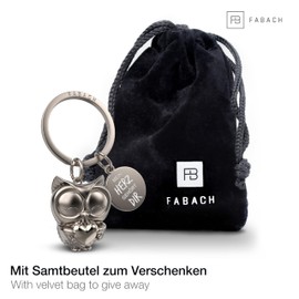 FABACH Owl Keyring Owly with Heart and Engraving - Cute Owl Keyring - Friendship and Love Lucky Charm Made of Metal for Women - My Heart Belongs to You, silver, Modern