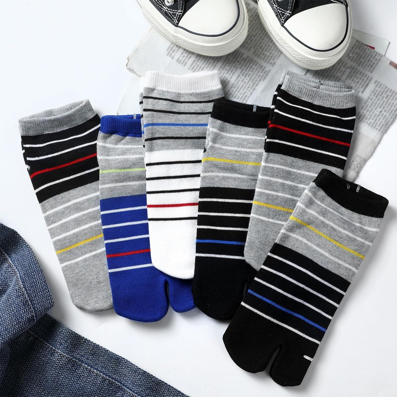6 Pairs Men's Tabi Socks Flip Flop Split Toe Cotton