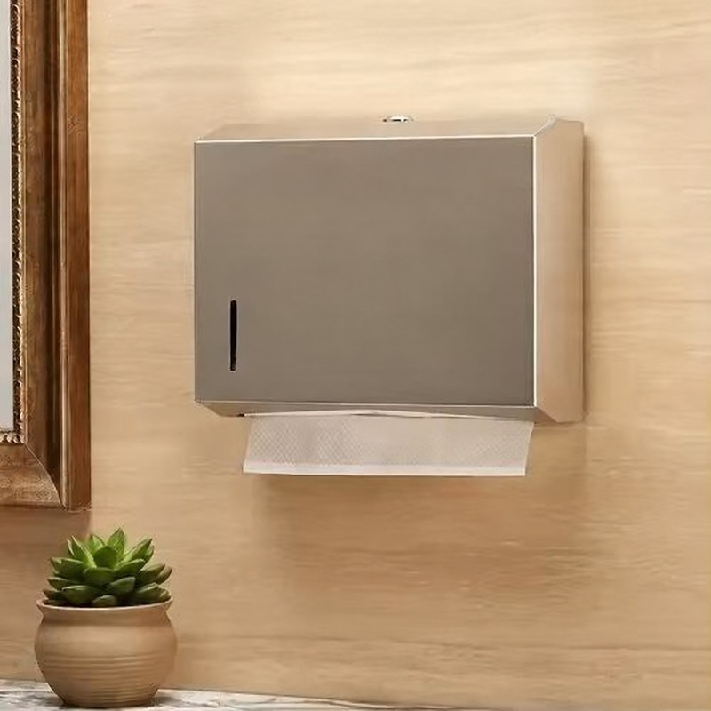 Gold Metal Wall-Mounted Tissue and Paper Towel Holder Box for