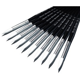 Major Brushes Sable Substitute Size 12 Artist Paint Brushes - Pack of 10