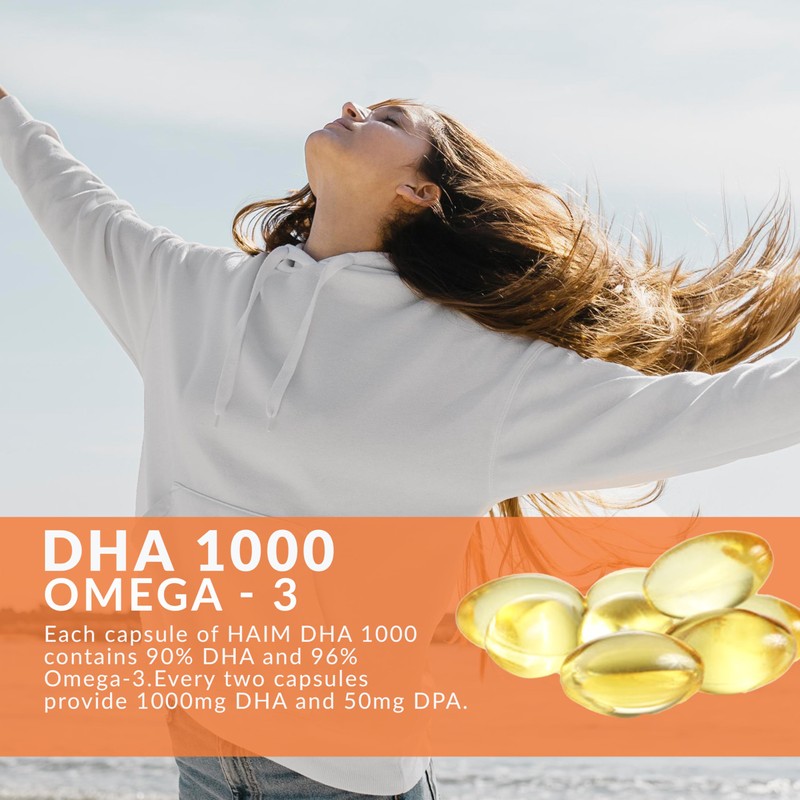 HAIM DHA 1000 Omega-3 Fish Oil - 90% Purity with