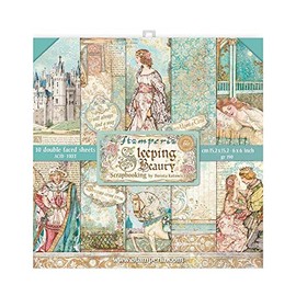Stamperia SBBXS01 Pad-Double Face-Sleeping Beauty Scrapbooking Pad, Double-Sided, Sleeping Beauty, Paper, Various, 6 x 6 Inches, 6 Pieces