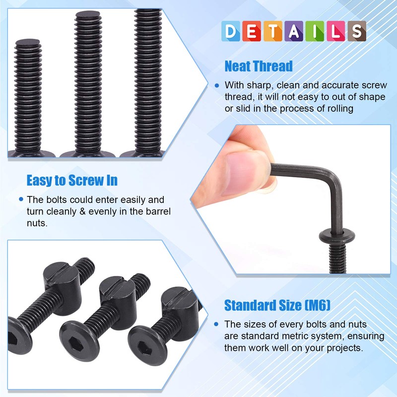 Glarks 141Pcs Baby Bed Crib Screws Hardware Replacement Kit, M6x15/