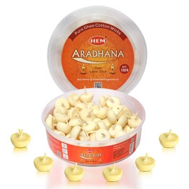 HEM Aradhana Pure Ghee Diya with Batti Pack of 100 Diyas | Pooja Room Items for Home | Pack | Wax Free | Ghee Wicks for Prayers & Special Occasions