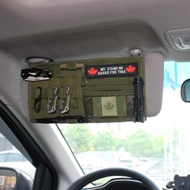 Wynex Molle Visor Panel Organizer, Tactical Car Sun Visor Cover Molle Webbing Compatible Vehicle Visor Storage Holder Pouch (Army Green)