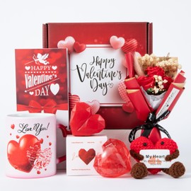 JOYOFUN Gifts Box for Girlfriend Wife Lover Valentines Day Gift Birthday Gifts for Women Heart-shaped Red Rose Love Gift Basket Love You Romantic Wedding & Engagement Anniversary