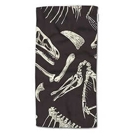 HGOD DESIGNS Hand Towel Dinosaur,Monochrome Dinosaurs Fossil Pattern Hand Towel Best for Bathroom Kitchen Bath and Hand Towels 30" Lx15 W