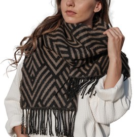 ANJBAM OEM Seasonal Clearance Acrylic Polyester Blend Winter Scarf Tassel Edge Soft Warm Cashmere Feel Classic Soft Luxurious Winter For Men & Women