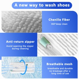 Xinambyh 2Pcs Reusable Shoe Washing Machine Bag for Washer and Dryer:360°Deep Clean,Free Up Hands, Prevent Deformation,shoe bag with Zipper Protection Design, Use for all Shoes,Sports Shoes(White)