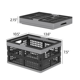 Afromy Collapsible Shopping Basket with Handles, Folding Grocery Supermarket Retail Shopping Hamper, Set of 2