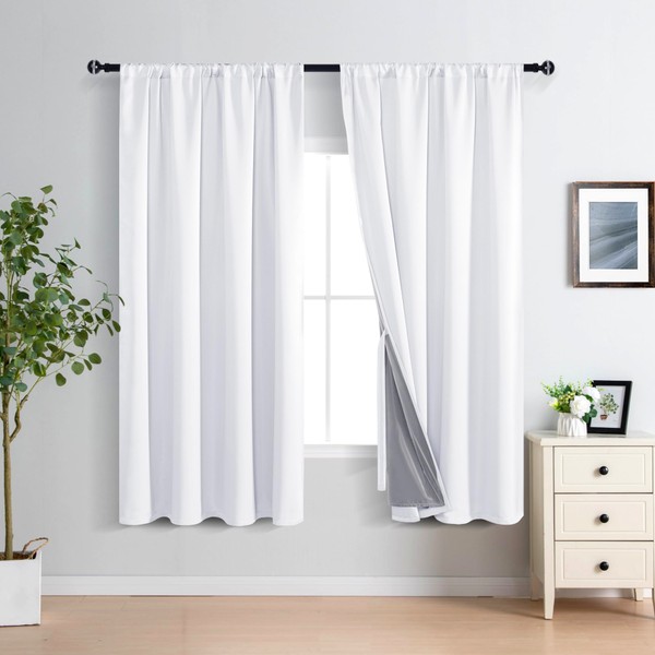 XWZO 100% Blackout Curtains 2 Panels for Bedroom, Thermal Insulated