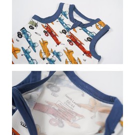Teach Leanbh Baby Boys Girls 2 Pack Bamboo Viscose Pajamas 2 Way Zipper Sleeveless Footless Romper Jumpsuit Sleep and Play (Navy Aeroplane, 6-12 Months)